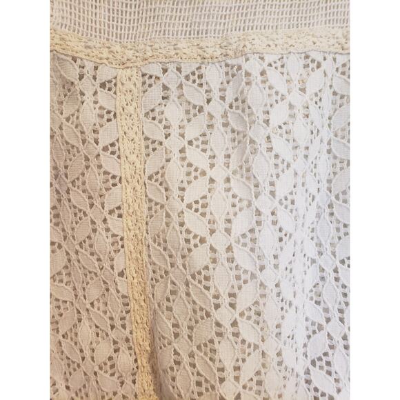 FREE PEOPLE Cami Tank Top size S Sheer Ivory White Lace Sleeveless Cropped - Picture 8 of 8